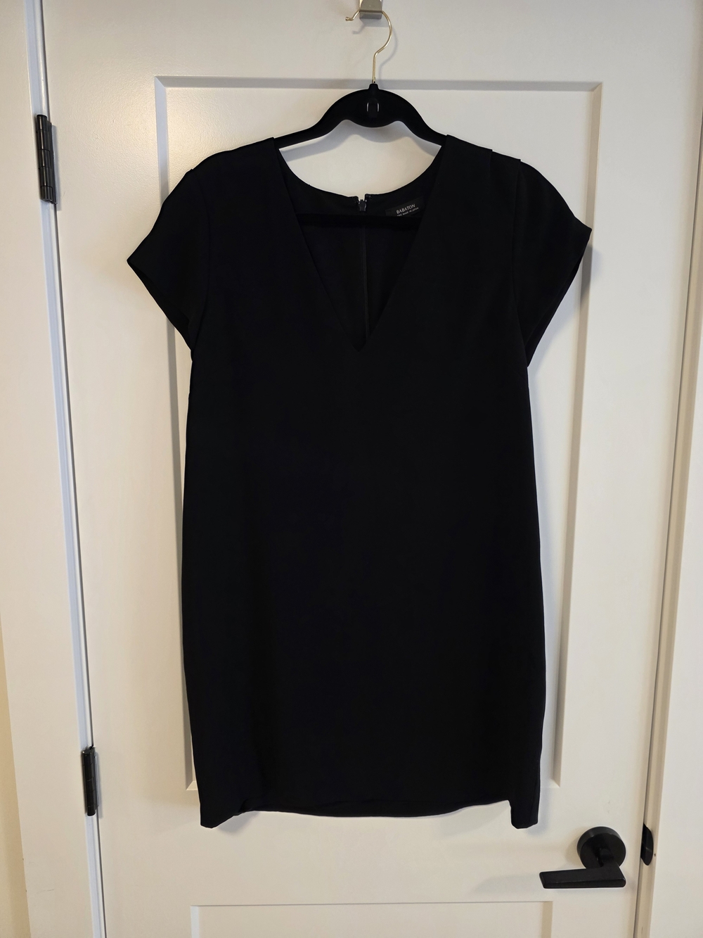 Babaton Black V-Neck Mini Shift Dress